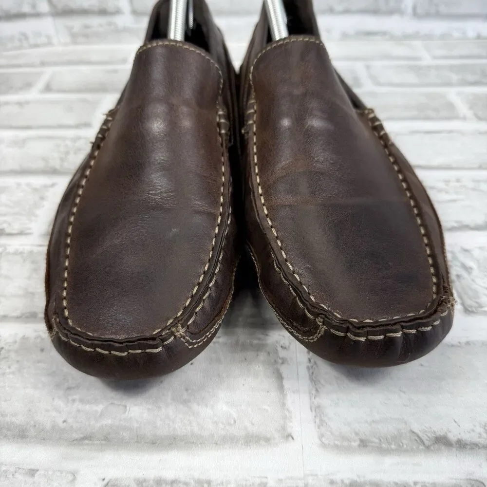 JF J Ferrar Men's Size 11 Brown Leather Slip On Moc Driving Loafer Shoes